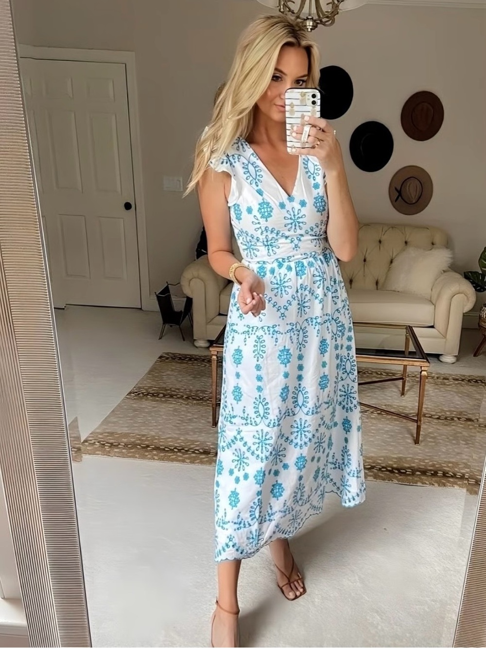 Lilly Pulitzer Lillyanne Flutter Sleeve Turquoise Oasis Eyelet Midi Dress